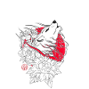 Wolf, iris en pioenroos uit Japan