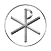 Christian Chi Rho Symbol i silvereffekt