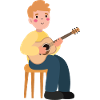 Boy plays guitar