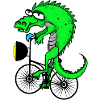 Crocodile with bicycle