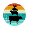 Animaux de ferme empilés Retro Sunset Vintage Farmer