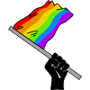 Pride month rainbow flag fist