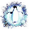 penguin,king penguin,graffiti,blue, snow