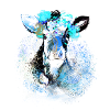 blue, cow ,light blue,painting ,drawing