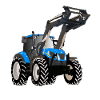 Tracteur bleu avec chargeuse frontale