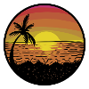 Beach Sunset Retro Sticker Meadow
