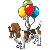Basset Hound Hund mit Luftballons