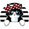 Chat blanc noir avec boucle