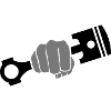Fist holds engine piston