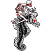 Skeleton and seahorse