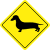 Yellow Dachshund Teckel sign