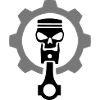 Engine piston with skull & gear gear