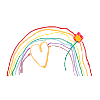 Rainbow with heart and flower