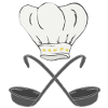 Chef's hat with soup ladles, cooking