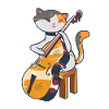 Doux chat joue contrebasse bassiste