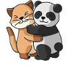 Cat and Panda Hug Cuddle Animals