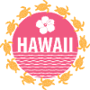 Hawaii turtle and hibiscus flower