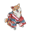 Kawaii Shiba with red kimono