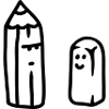 Pencil and eraser - line
