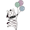 Zebra flies with balloons upwards cute animals