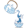Theepot grote golf kunst tekening Japan stijl