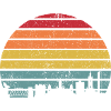 Retro Sunset Skyline Silhouette