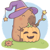 Nuttet Capybara guiden med Jack O Lantern