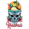 Hawaii Skull Surfing Flowers
