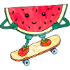 Skater melon skateboard cute cool illustration