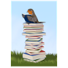 Rotkehlchen liest Bücher Vogelfreund Singvogel