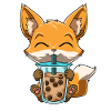 Kawaii Bubble Tea Fox Rolig Boba Te