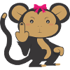 Annoyed, sweet monkey with bow