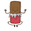 Chocolate meditates cross-legged