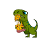 Dinosaurs with pizza