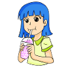Anime fille avec bubble tea