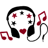Headphones music stars heart two-tone