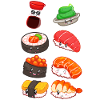 Sushi Roll Japan Ris Lax Nigiri Gurkan Fisk