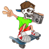 Funny skater with jukebox
