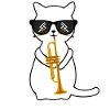 Funny trumpet-playing cat - trumpeter