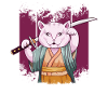 Japanese Samurai Maneki Neko Cat Katana Aesthetic
