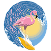 Surfing flamingo