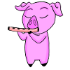 Pig plays flute
