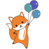 Fox cute animal flies balloons children foxes