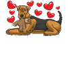 Airedale Terrier med udstoppet dyr