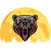 Angry Bear Sunset Retro Nature