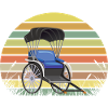 Rickshaw Sunset Retro Meadow