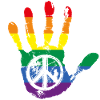 Rainbow Peace Sign Hand LGBT