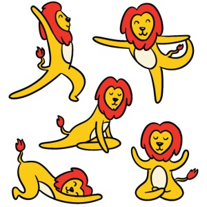 Löwen machen Yoga