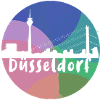 düsseldorf,skyline,kreis,bunt,regenbogen,retro