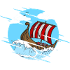 Viking ship in waves